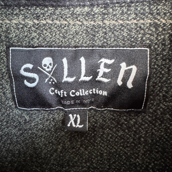 Sullen Craft Collection Mens Flannel Button Up Plaid Shirt Black-Olive XL Pocket - Picture 2 of 14